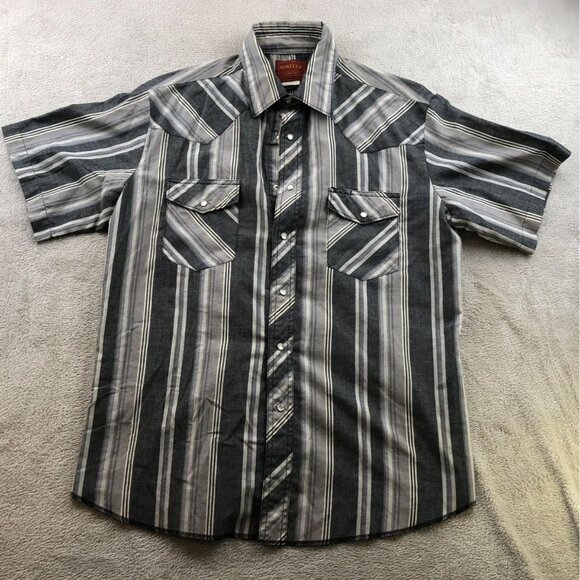 Vintage Rustler Mens Shirt Large Striped Western Casual Short Sleeve Button Up - Picture 8 of 9